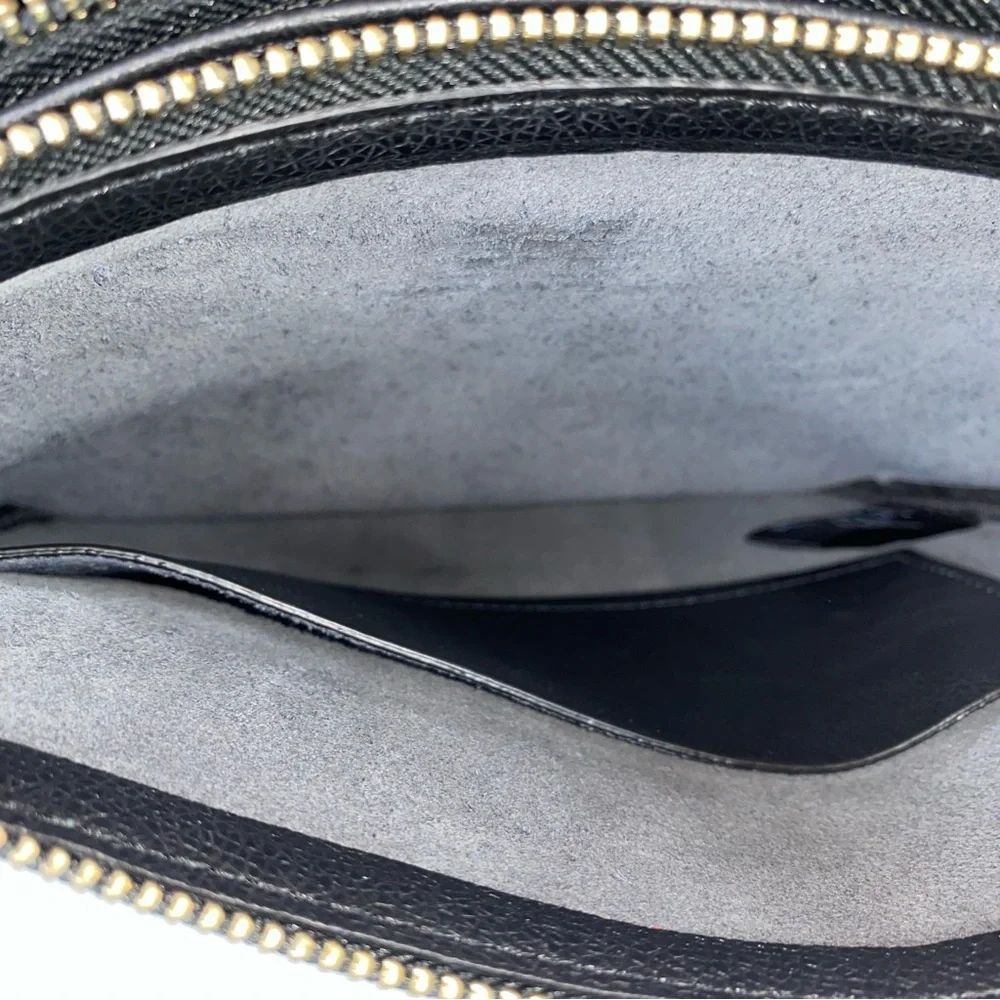 Tic Tac Toe NWT Half Moon Black Crossbody Black Leather 3 in 1 Minimalist Travel